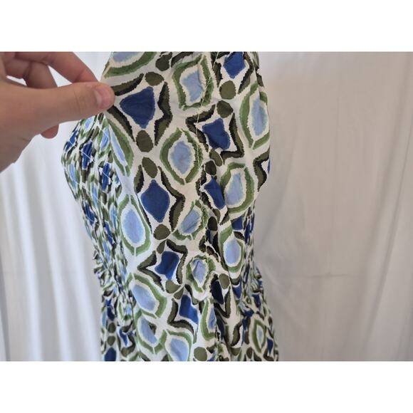 Anthropologie Womens Blue Motif Long-Sleeve V-Neck Ruffle Mini Dress Large - Picture 10 of 13